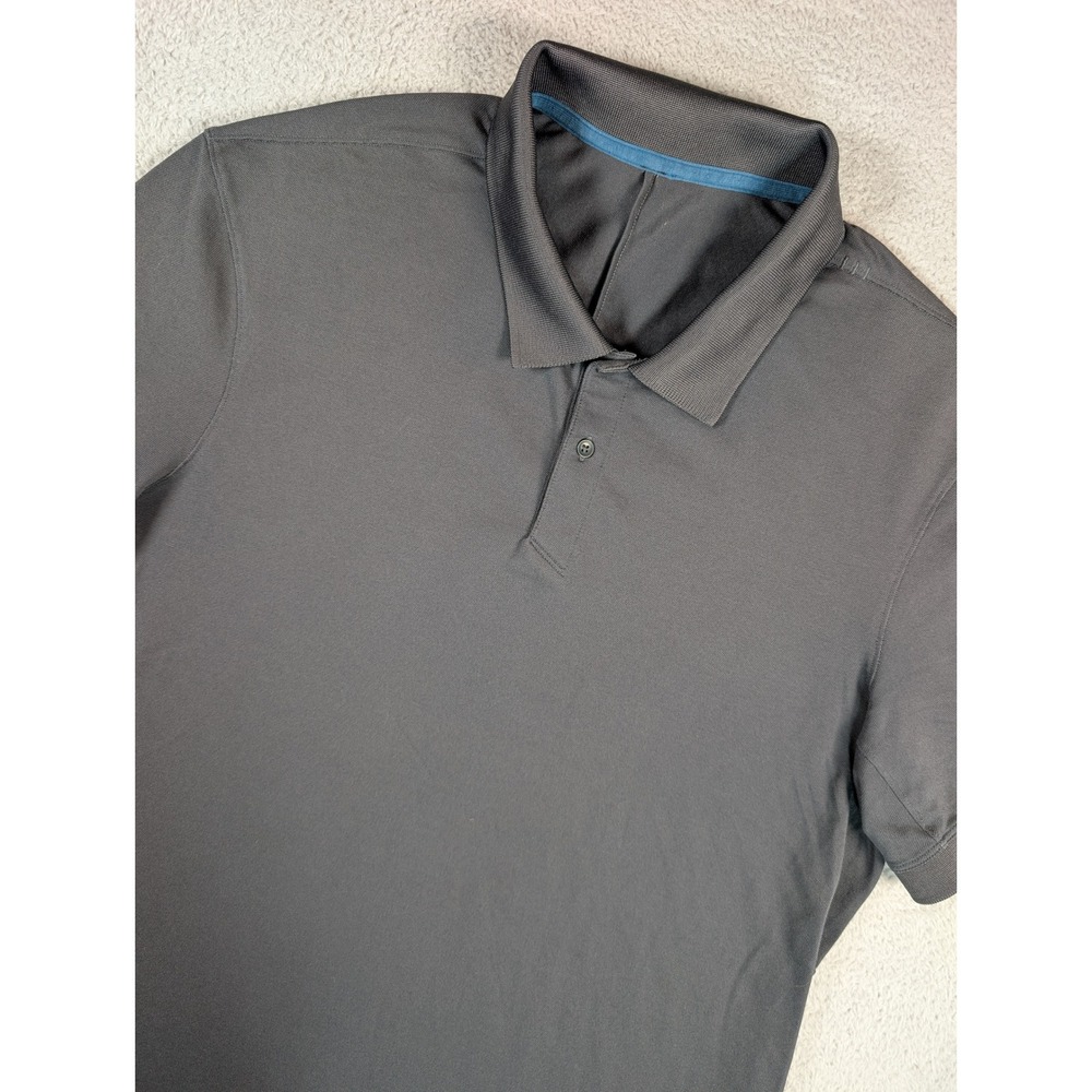 Lululemon Evolution Polo Shirt Mens Charcoal Gray Pique Short Sleeve Logo
